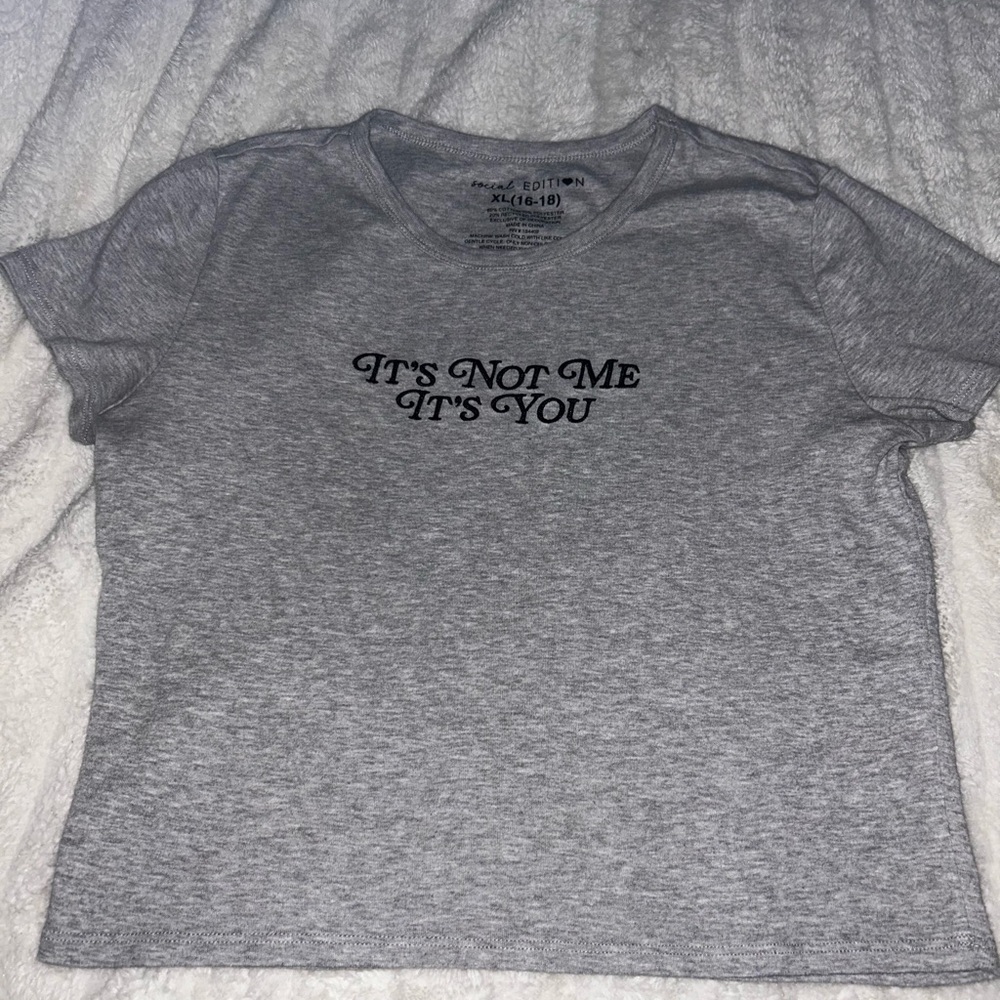 Gray Graphic Tee with Slogan